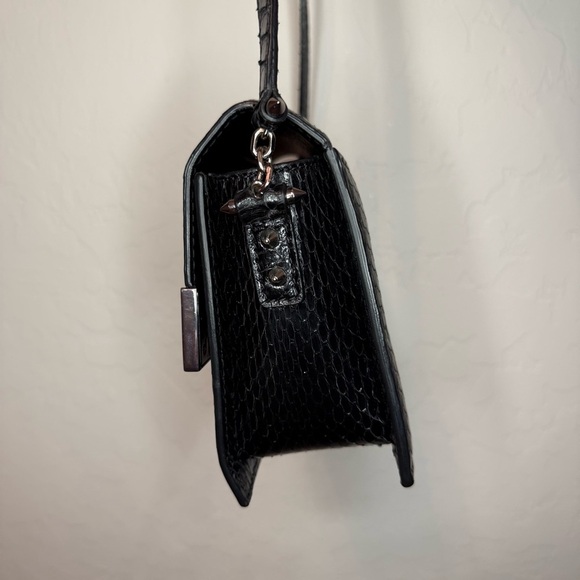 Barbara Bui Black Elaphe Snakeskin Madness Crossbody Bag One Size - Picture 7 of 12